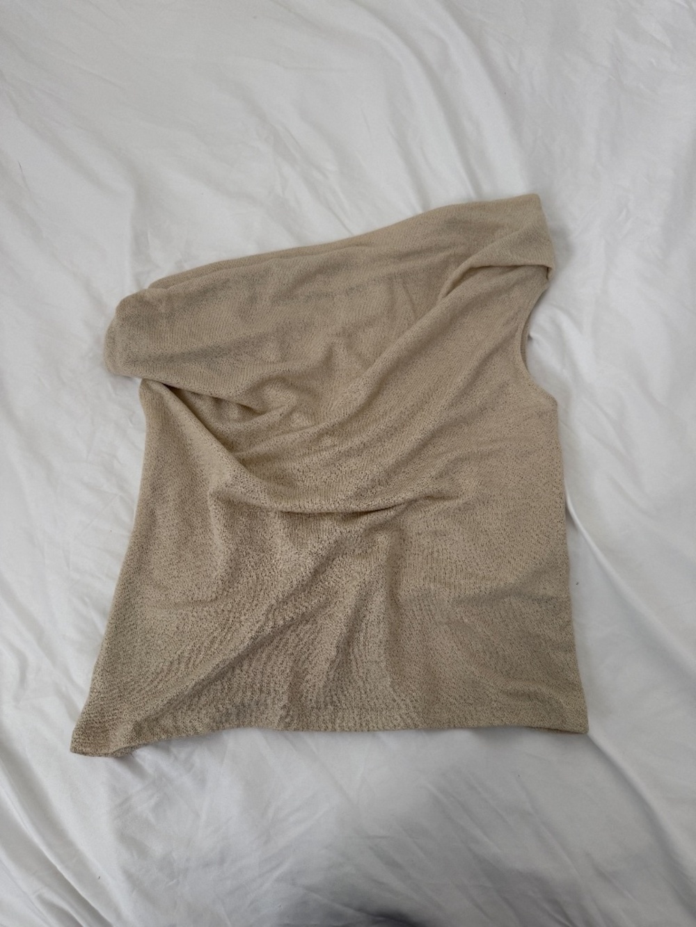 zara off the shoulder top   size large   details: -NWOT -draped asymmetric top f